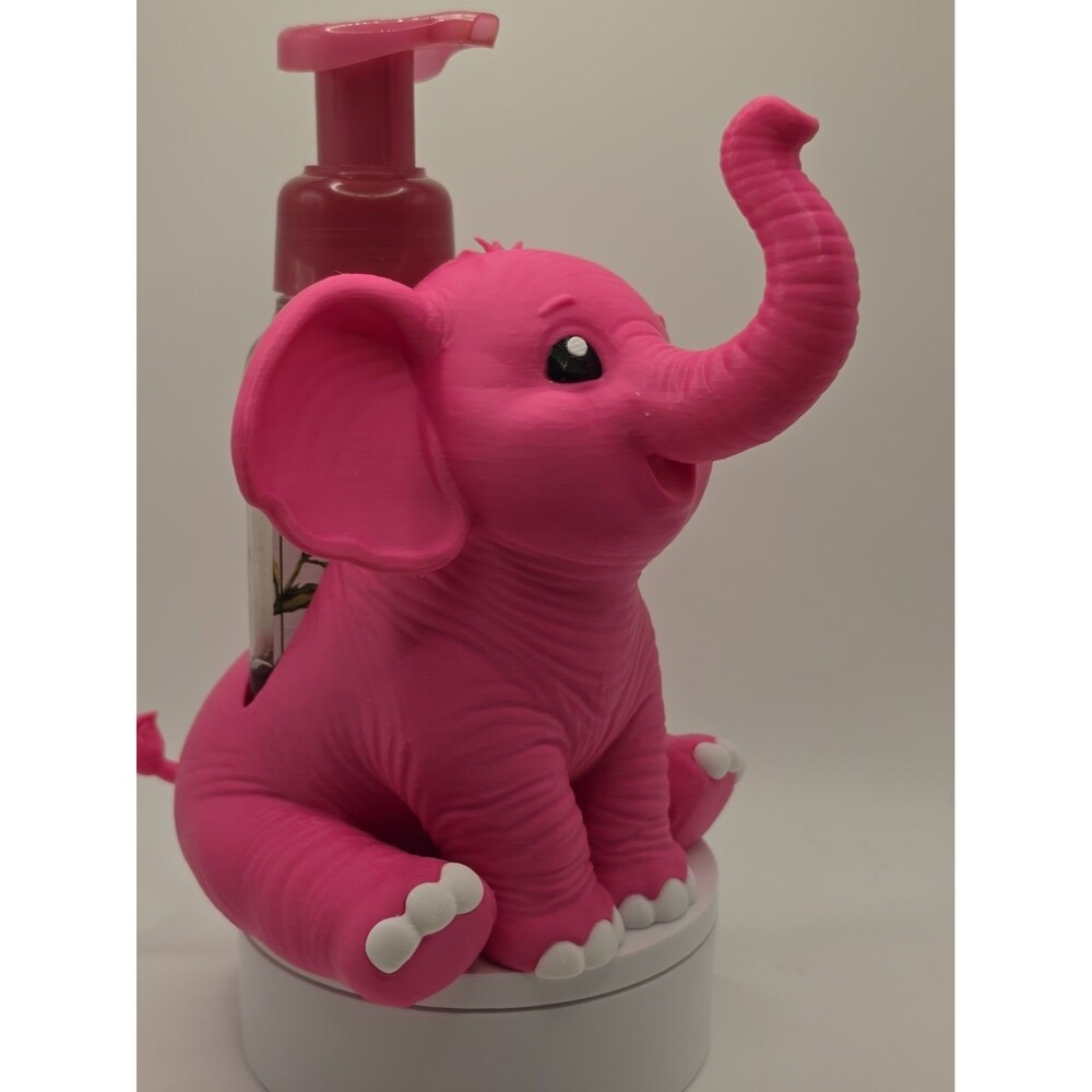 Pink Elephant Soap Holder Foaming Bottle Stand Cute Bathroom Sink Decor